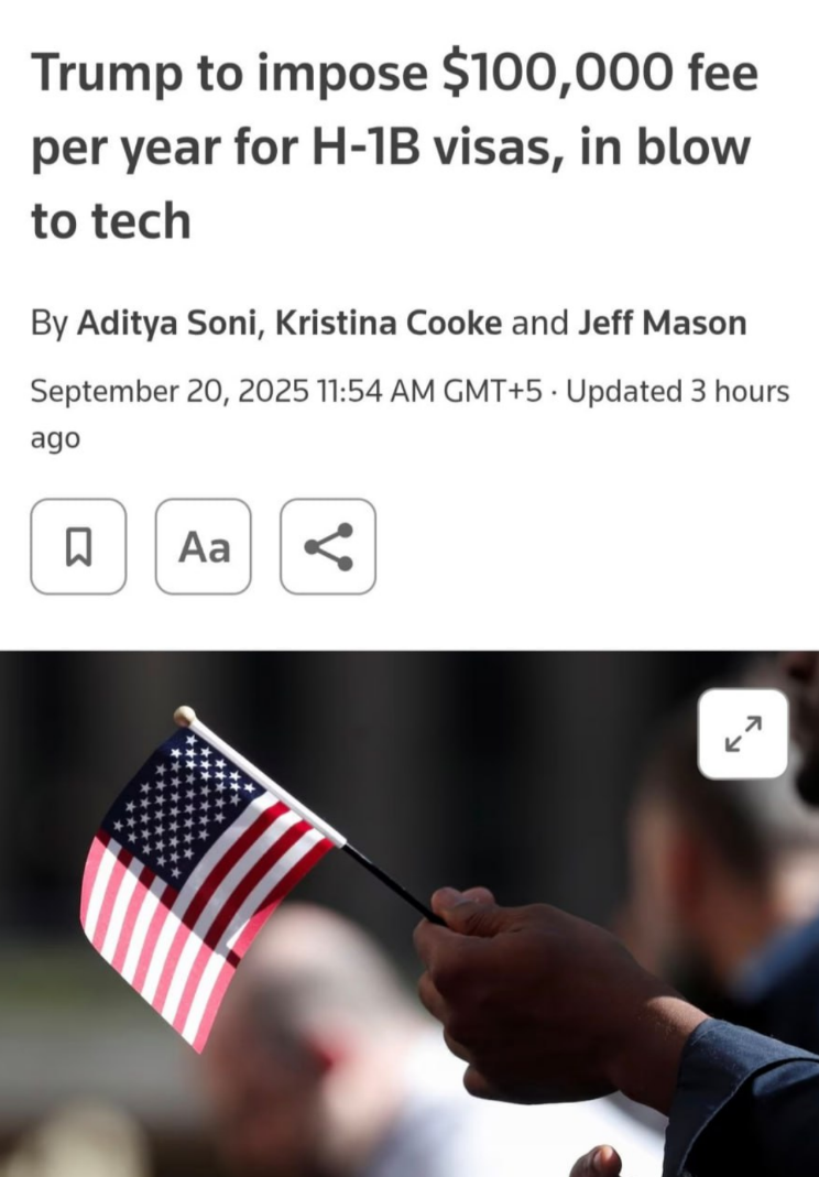 Трамп убил визу H-1B: за каждого иностранного работника теперь платят $100 000