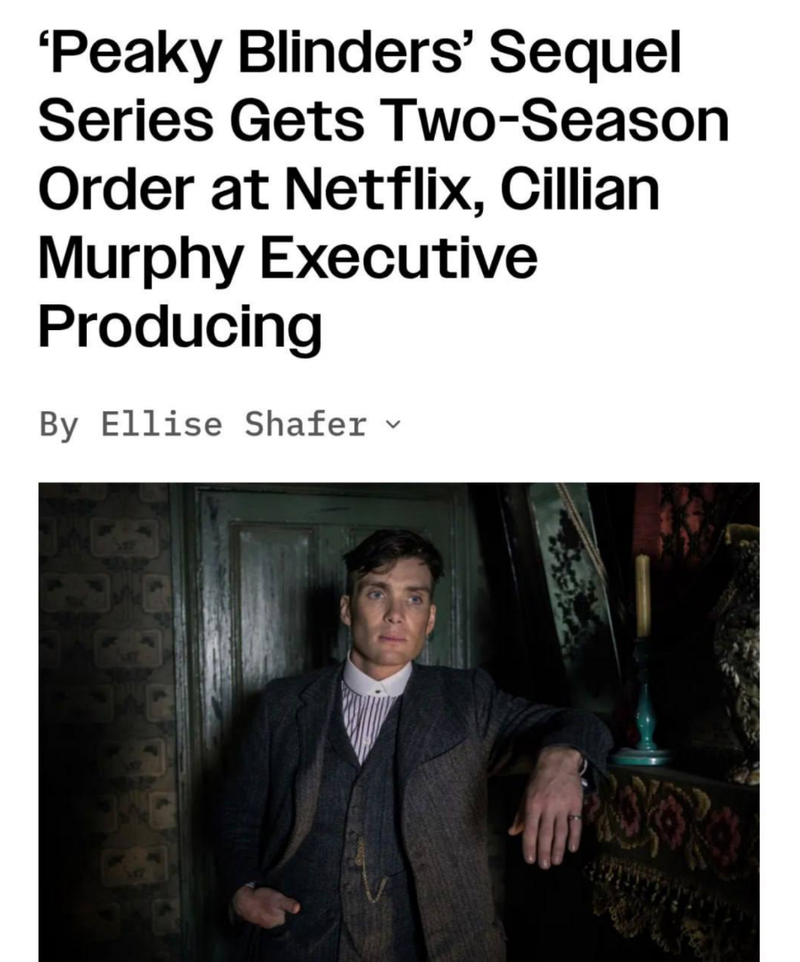 «Острые козырьки» возвращаются: Netflix и BBC анонсировали 2 новых сезона