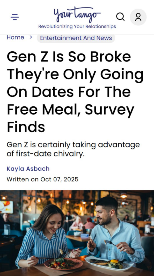 Зумеры ходят на свидания, чтобы поесть бесплатно — и это только начало