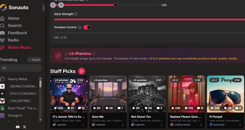 Sonauto V3 Preview: лучший генератор музыки без цензуры и авторских прав